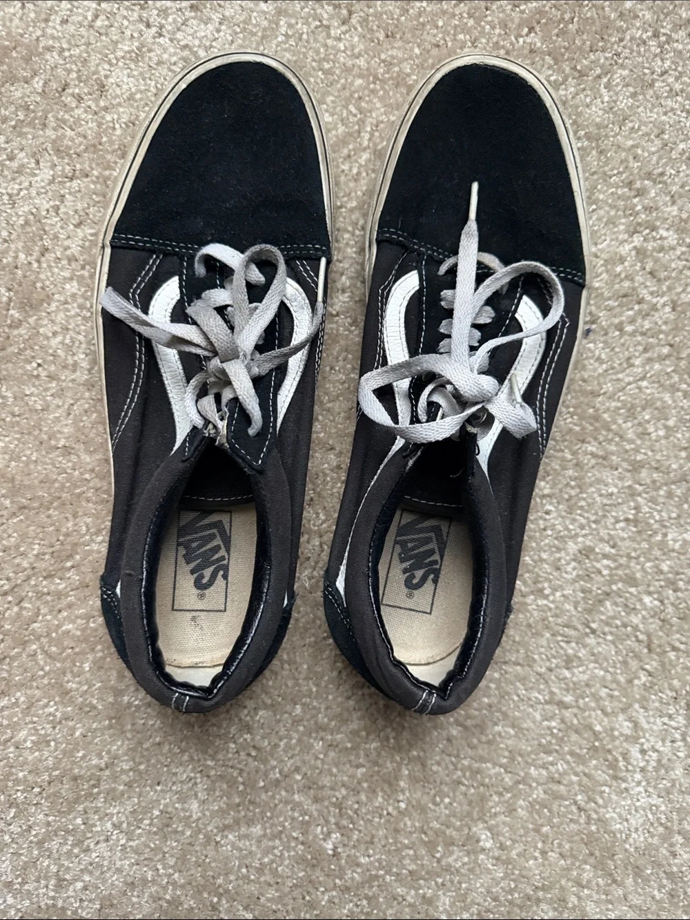 Vans Black and White Low-Top Skate Sneakers for Men